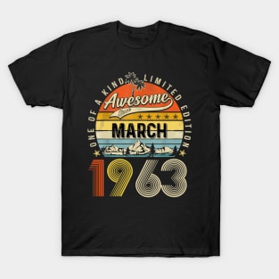 Awesome Since March 1963 Vintage 60th Birthday T-Shirt